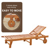 Folding Acacia Chaise Lounge with Wheels