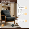 Solid Wood Lounge Chair with Nubby Dark Gray Upholstery
