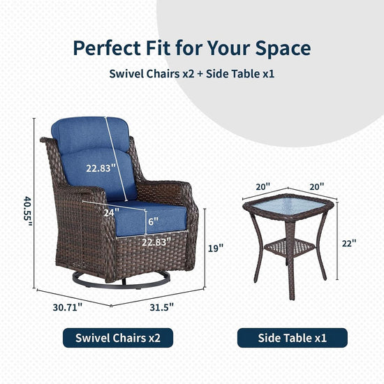 Comfortable Wicker Swivel Rocker Chairs With Side Table-1