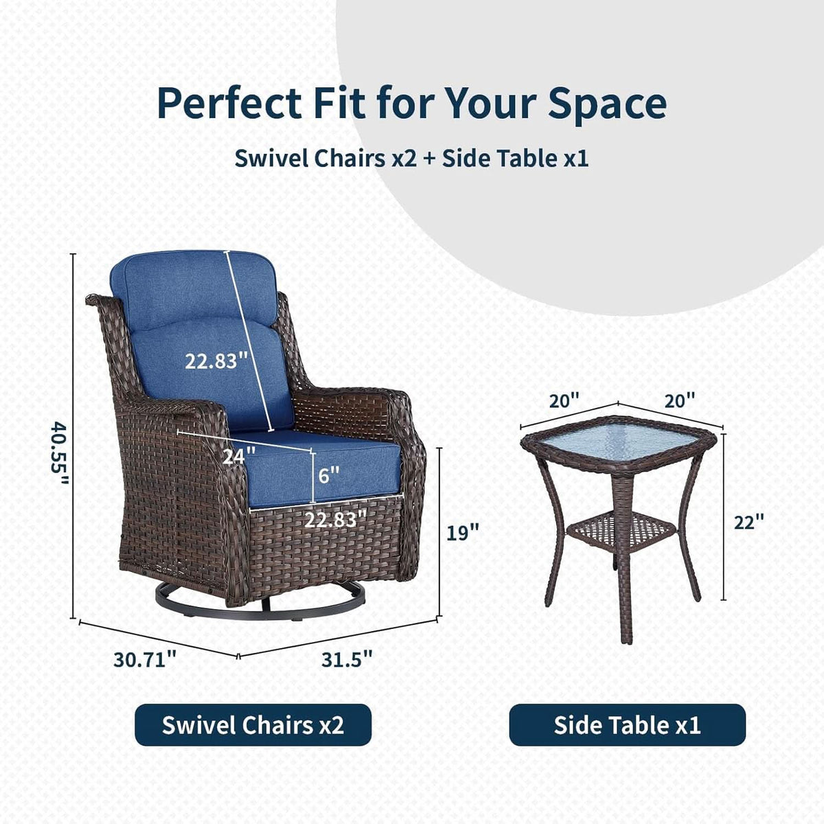 Comfortable Wicker Swivel Rocker Chairs With Side Table-1