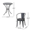 LOURDES 3-Piece Iron Bistro Set – Black Patio Table & 2 Chairs