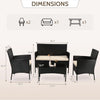 Outdoor Rattan 4-Piece Patio Conversation Set
