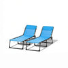 Folding Chaise Lounge Chairs, Set of 2 — Sky Blue