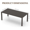 Square Slatted Metal Outdoor Dining Table — Seats 8, Umbrella Hole, Brown