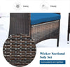 Peacock Blue 4-Piece Rattan Patio Set with Sectional Sofa