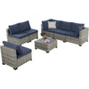 7-Piece All-Weather Wicker Sectional Sofa Set, Grey-Blue