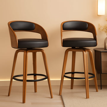 Black 26-Inch Counter Height Swivel Bar Stools, Set of 2