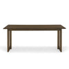 Walnut Rubberwood Dining Table with Rattan Accents, Seats 6