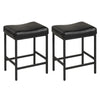 Set of 2 Black Backless Saddle Bar Stools with Footrest