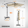 10 ft Round Cantilever Patio Umbrella with 18 LED Lights