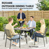 Square Outdoor Dining Table with Umbrella Hole & Shelf — Seats 4, Gray