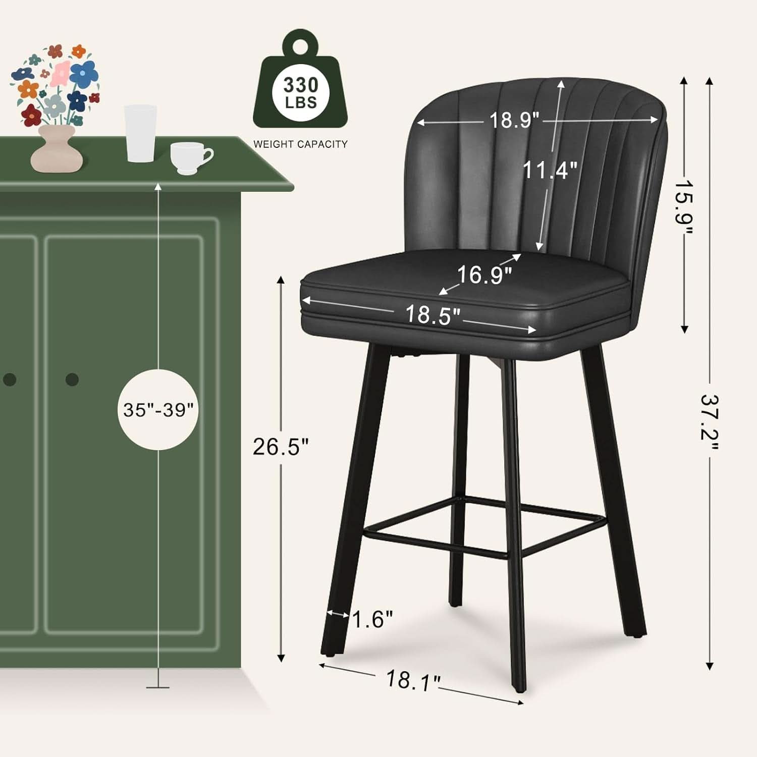 Modern Swivel Counter Height Bar Stools Set of Four-1