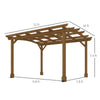 Fir Wood Pergola with Arched Roof, 10' x 12', Dark Brown