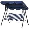 3-Seat Outdoor Porch Swing with Adjustable Canopy
