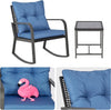Blue 3-Piece Patio Bistro Set with Rocking Chairs