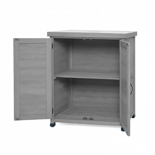 Hemlock Potting Bench with Storage Cabinet & Metal Top