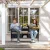 Patio Loveseat Outdoor Wicker Conversation Set With Built In Coffee Table Beige-2