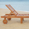Folding Acacia Chaise Lounge with Wheels