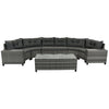 8-Piece Outdoor Wicker Sectional Sofa Set, Gray with Cushions