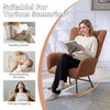 Teddy Fabric Wingback Glider Rocker with Side Storage Pocket, Brown