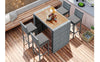 5-Piece Gray Wicker Patio Set with Cushioned Seating