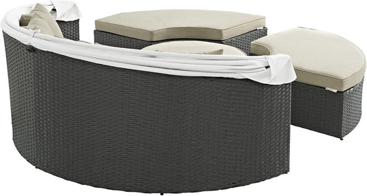 Outdoor Patio Sectional Daybed with Sunbrella Canopy