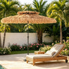 10 Ft Double-Tier Thatched Tiki Patio Umbrella with Push-Button Tilt