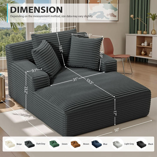 Sumptuously Oversized Dark Grey Chaise Lounge Chair-1