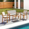 4-Piece Acacia Wood Patio Conversation Set with Cushions