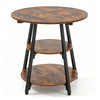 Rustic Brown 3-Tier Metal Side Table with Open Shelves