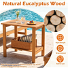 2-Tier Eucalyptus Wood Patio Side Table