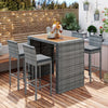 5-Piece Gray Wicker Patio Set with Cushioned Seating