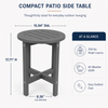 16-Inch HDPE Round Outdoor Side Table for Patio, Porch or Poolside