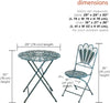 3-Piece Folding Bistro Set, Light Blue Outdoor Patio Furniture