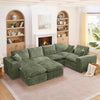 Modern Boucle L-Shaped Sectional Sofa with Two Moveable Ottomans,