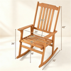 Solid Acacia Wood Outdoor Rocking Chair with Slatted Back