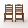 Set of 2 Brown HDPE Armless Outdoor Dining Chairs, Modern Slat