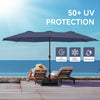Deep Navy Blue 15 ft Rectangular Patio Umbrella with Crank Base