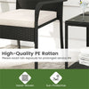 3-Piece PE Wicker Bistro Set with 2-Tier Glass Side Table, White