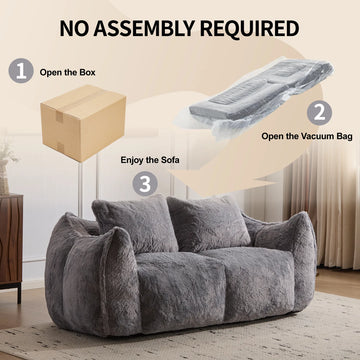 Oversized Bean Bag Lounge Chair with Pillows, Grey