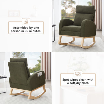 Teddy Fabric Rocking Chair with Adjustable Footstool