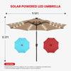 10-Foot Solar LED Patio Umbrella with Tilt