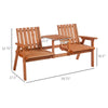 Fir Wood Garden Bench with Center Table & Umbrella Hole