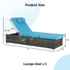 Set of 2 Outdoor Rattan Chaise Lounge Chairs with Adjustable Backrests
