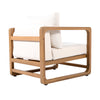 Acacia Wood Club Chair with Beige Cushion Set
