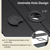 Powder-Coated Steel Outdoor Dining Table — Seats 6, Umbrella Hole, Black