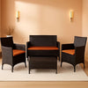 Rattan Patio Set With Cushioned Chairs And Glass Table