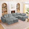 Modern Boucle L-Shaped Sectional Sofa with Two Moveable Ottomans,