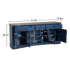 Blue 67" TV Console with Glass Doors & Storage