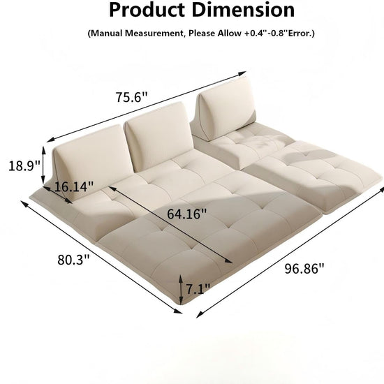 Beige Microfiber Sectional Sofa Daybed With Ottoman-1
